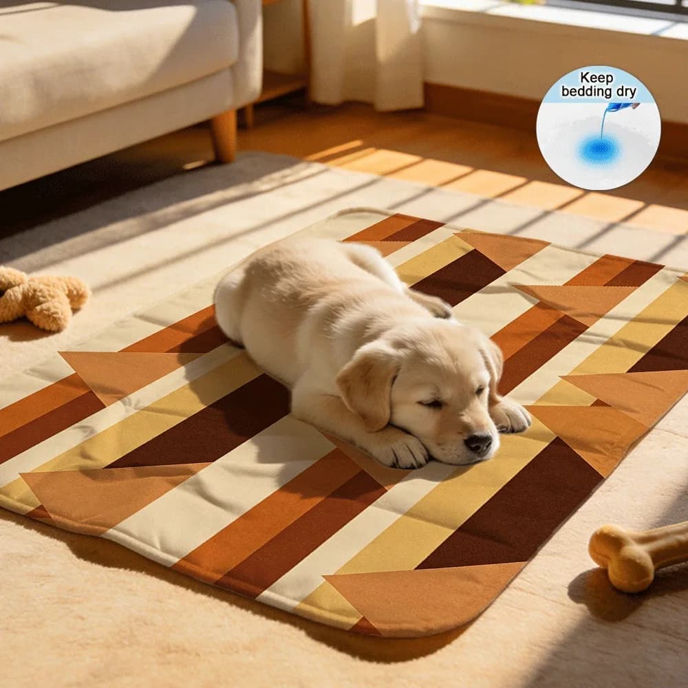 Brown Arrow Stripes Reusable Breathable Pet Potty Mats Moisture Wicking for Dogs Cats Indoor Training