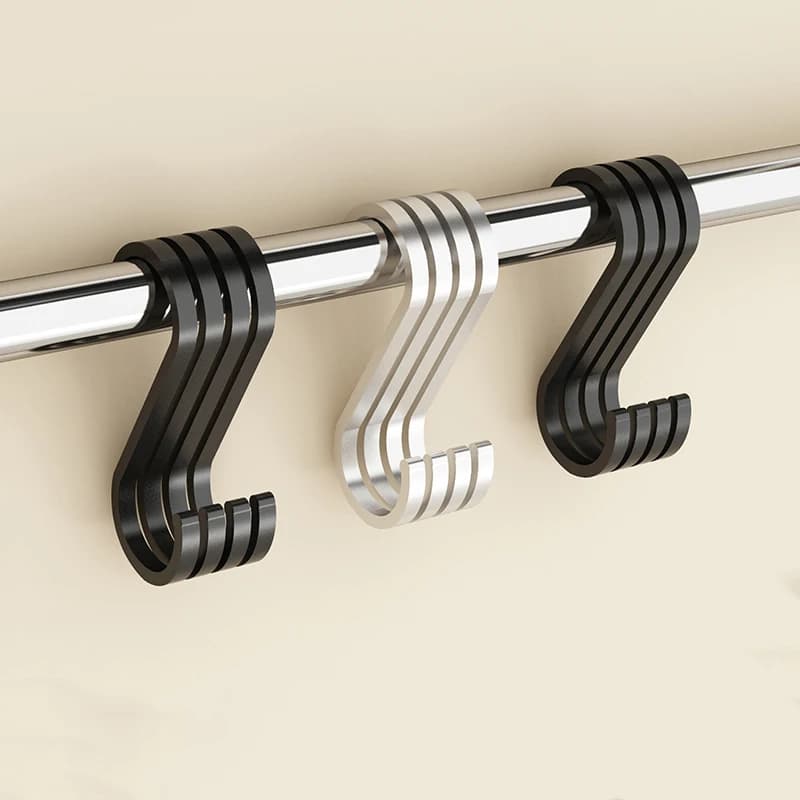 8 pieces S-shaped hooks in handy aluminum alloy hook for kitchen railing hook for closing hooks to hang clothes bag