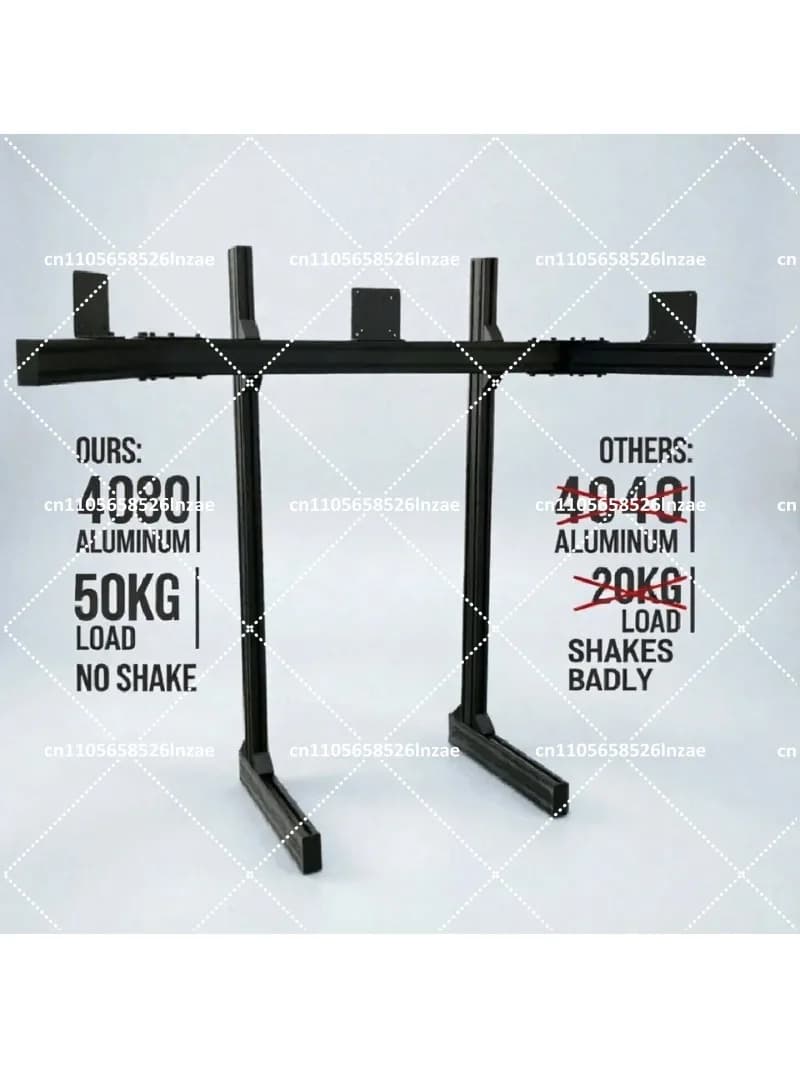 Heavy Duty Triple Monitor Stand, Fits Up to 32" Screens, 4080 Aluminum Sim Racing Cockpit Mountable Quad Screen Mount