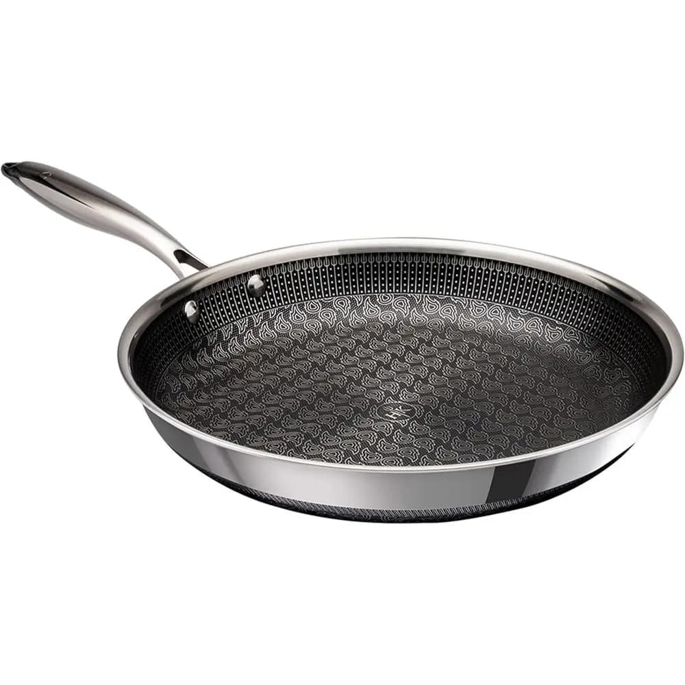 Stainless Steel Tri-Clad Plate with Ceramic Coating, Without PFAS, Compatible with Metal Tools, for All Cooking Plans, Fit to Oven