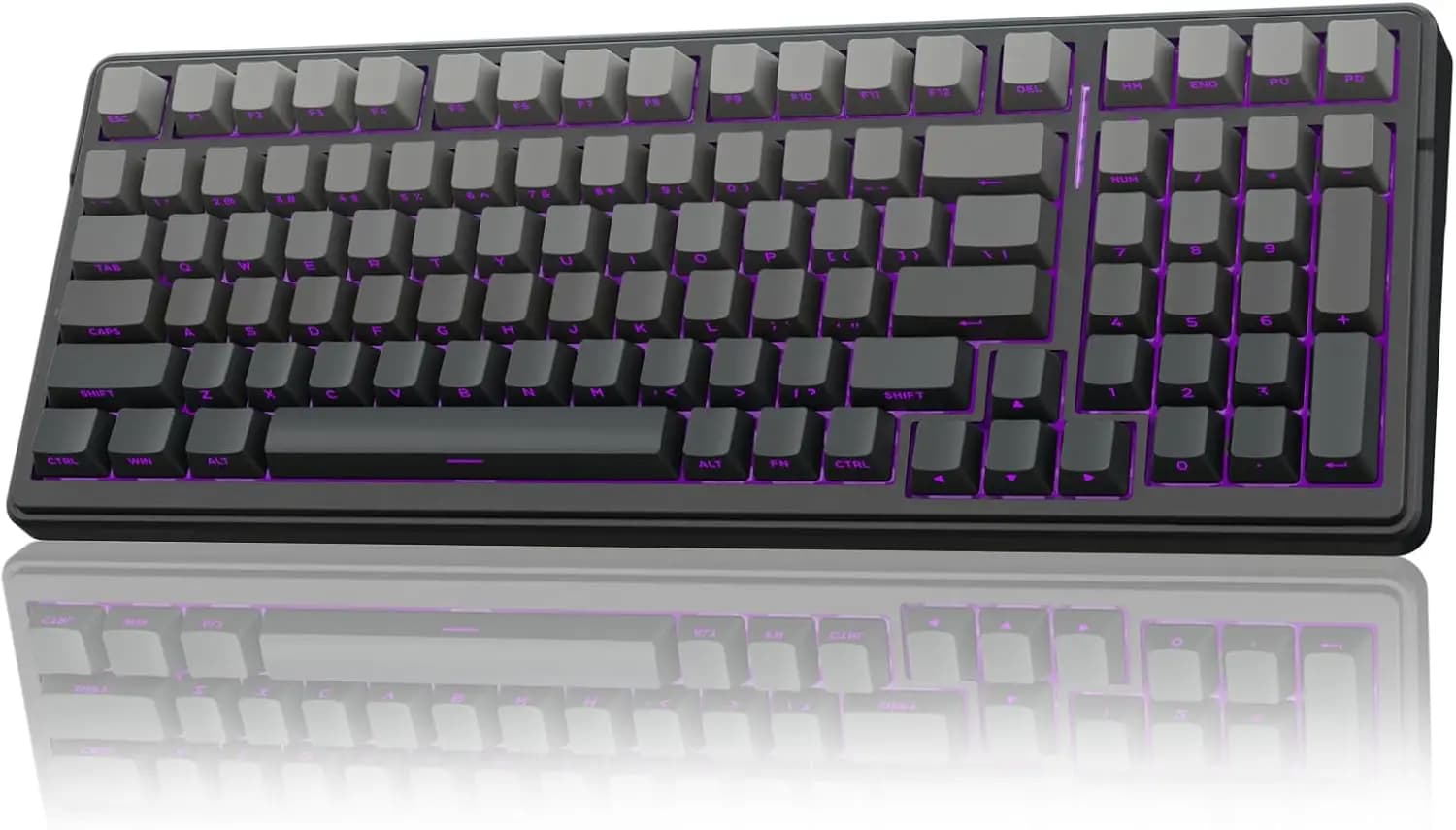 Tastiera Meccanica Wireless da Gaming, Retroilluminazione RGB Hot-Swappable, 2.4GHz/USB-C/BT5.0 con Tasti PBT