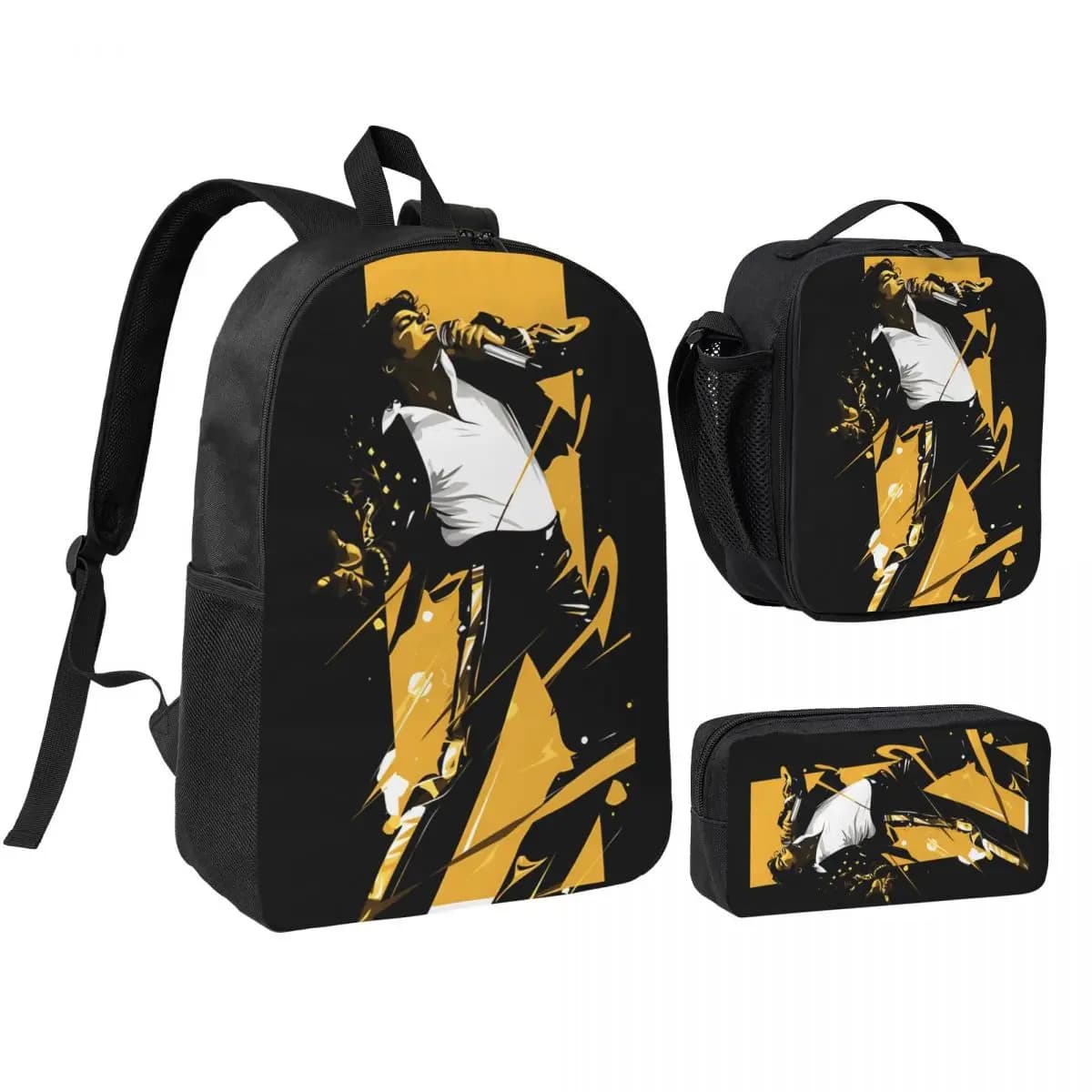 MJ Pop King 3pecs/set Backpack for Student Daypack Lunch bag Pencil Case