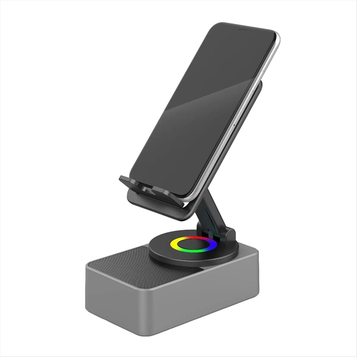 Support for mobile phone three in one with lifting and rotation AC22 Bluetooth Speaker Mobile phone support with Bluetooth speaker Grey