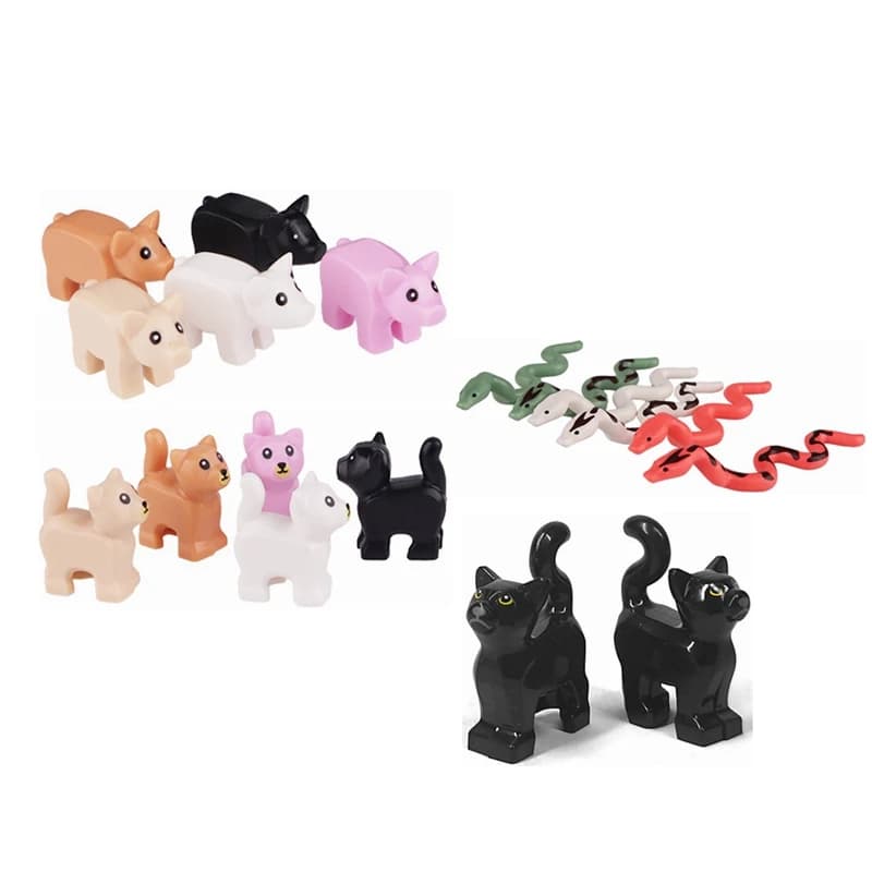 Set di 5 Pezzi Animali Carini: Gatto, Maiale, Serpente - Blocchi da Costruzione Fai-da-Te per Bambini, Giocattoli Colorati 38801 13786 1410pb01