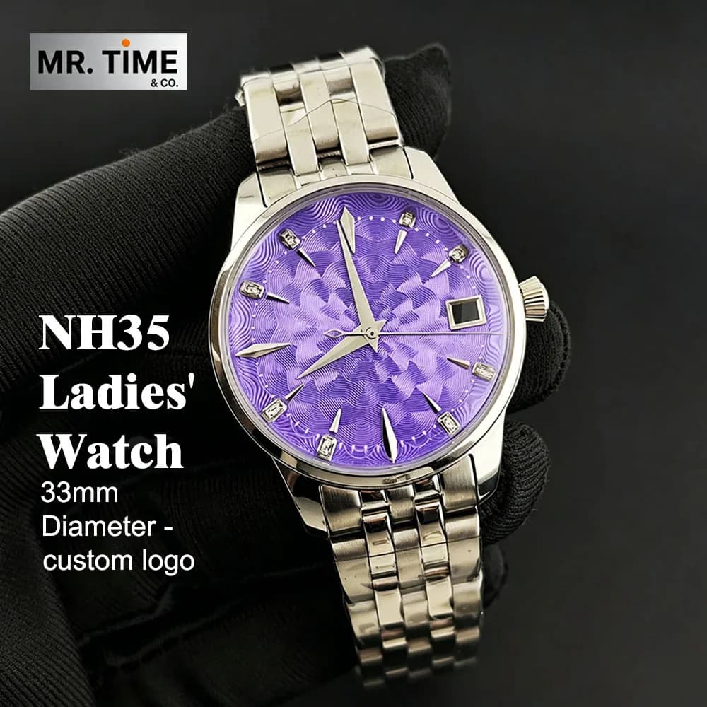 2026 New ladies' Watch Cocktail Dial Watch 33mm Stainless Steel Watch Automatic Watch Suitable for NH35 Movement Watch