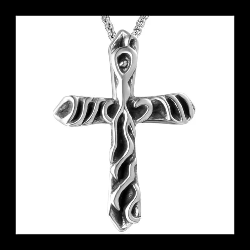 Collana da uomo con croce strutturata personalizzata in acciaio al titanio, gioielli regalo di compleanno con ciondolo tendenza moda SP010