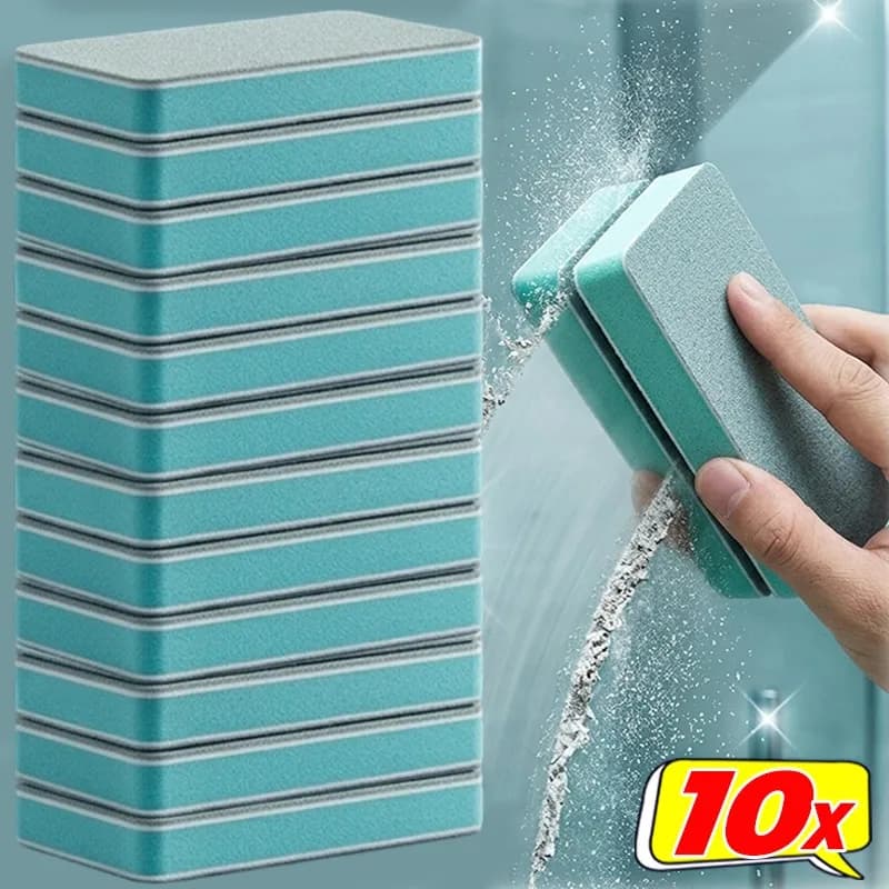 1/10Pcs Magic Eraser Sponge for Limescale Removal Silicon Carbide Cleaning Scrubber for Mirror Tile Shower Door Hard Water Stain