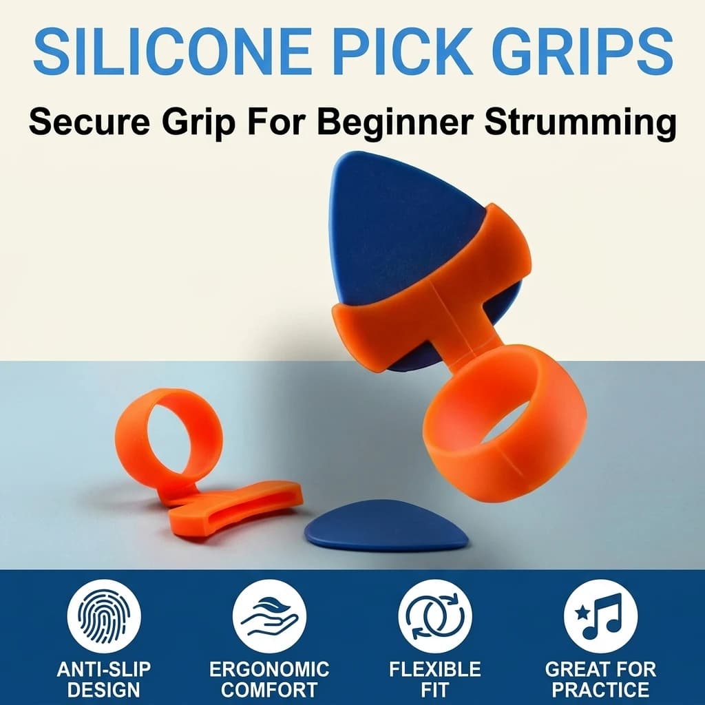 Silicone Guitar Pick Grip Anti Slip Finger Sleeve for Beginners Practice Accessory