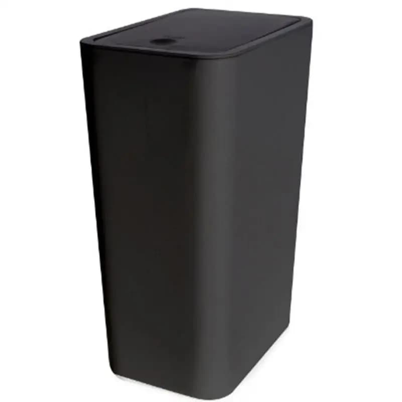CYCLI--Cestino per rifiuti con coperchio a scomparsa, piccolo cestino da bagno, contenitore per rifiuti dal design sottile per cucina, camera da letto, soggiorno, nero