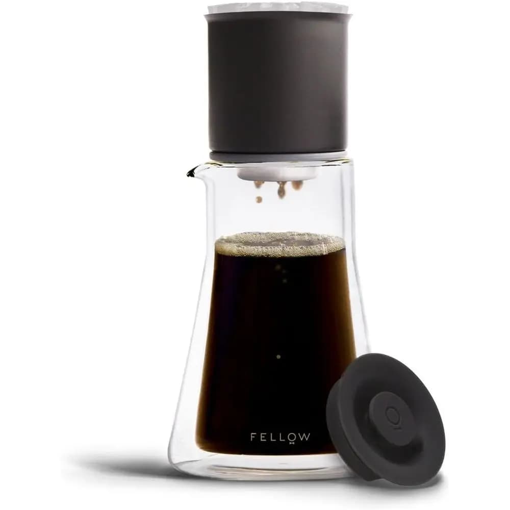 Set per Caffè Pour-Over Nero Opaco - Gocciolatore in Acciaio Inox, Caraffa in Vetro a Doppia Parete da 20 oz, 30 Filtri, Guida dei Rapporti Integrata
