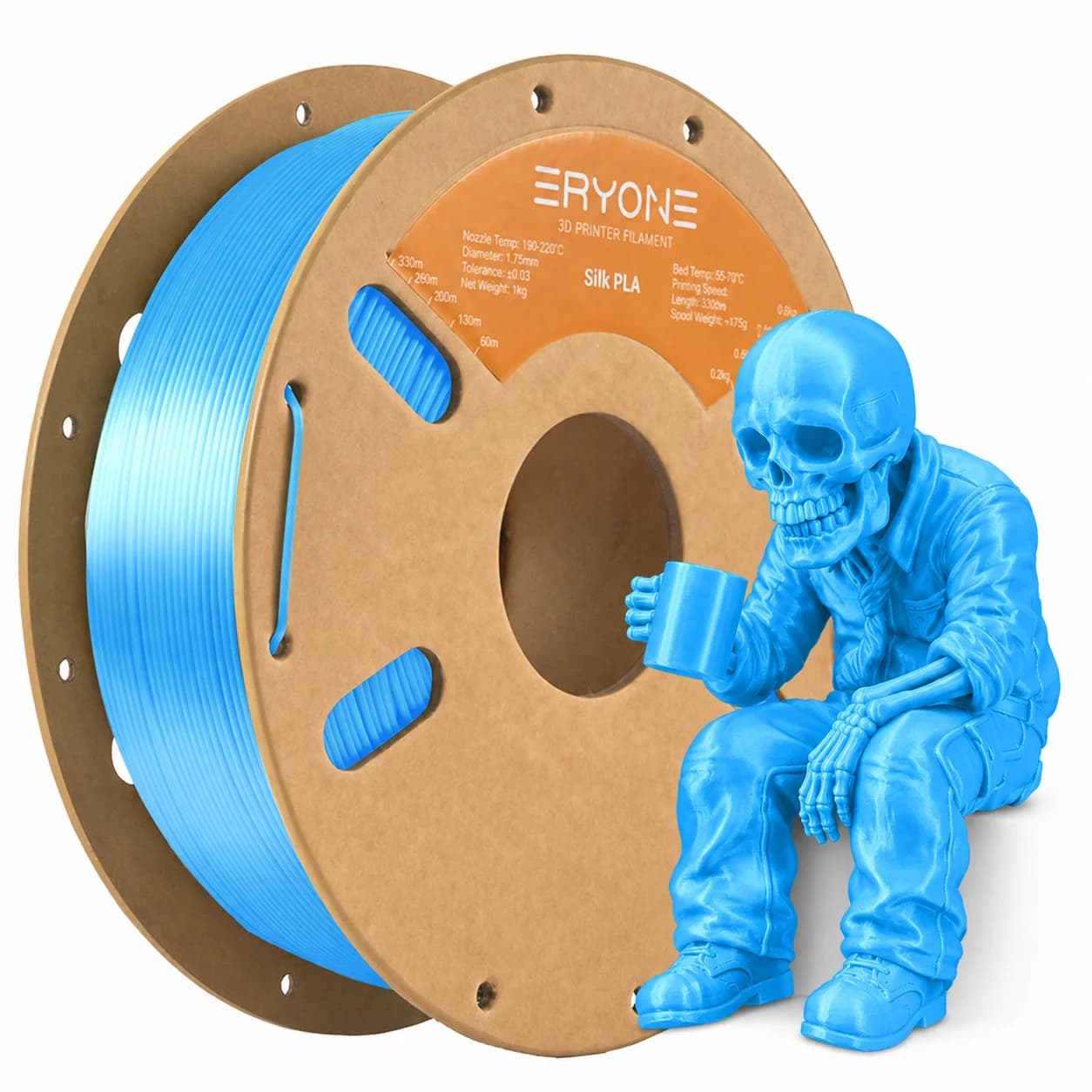 ERYONE Solid-color silk PLA Filament for 3D Printer, 1.75mm +/- 0.03mm,Fit Most FDM Printer