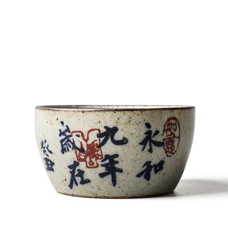 3 Style Vintage Pottery Chinese Calligraphy Cups Zen Tea Cup Set Teaware Bowl For Tea Ceremony Teacup Wine Mugs