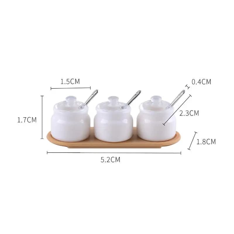 Set di 3 Mini Barattoli per Alimenti e Condimenti con Cucchiaio e Adesivi, Regalo per Ragazze, Modello in Scala 1/6 per Casa delle Bambole