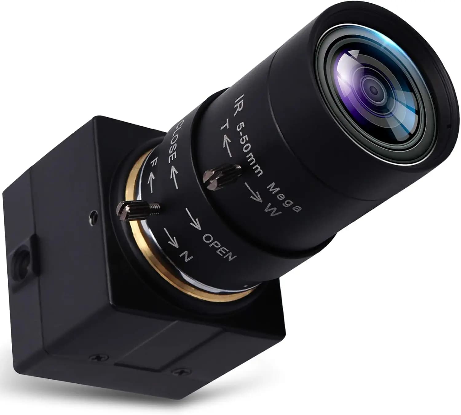 1080P HD USB Webcam with 10X Optical Zoom Lens (5-50mm), 2MP CMOS, CS Mount, 60-100fps, UVC Plug-and-Play, No Driver Required, OTG Compatible