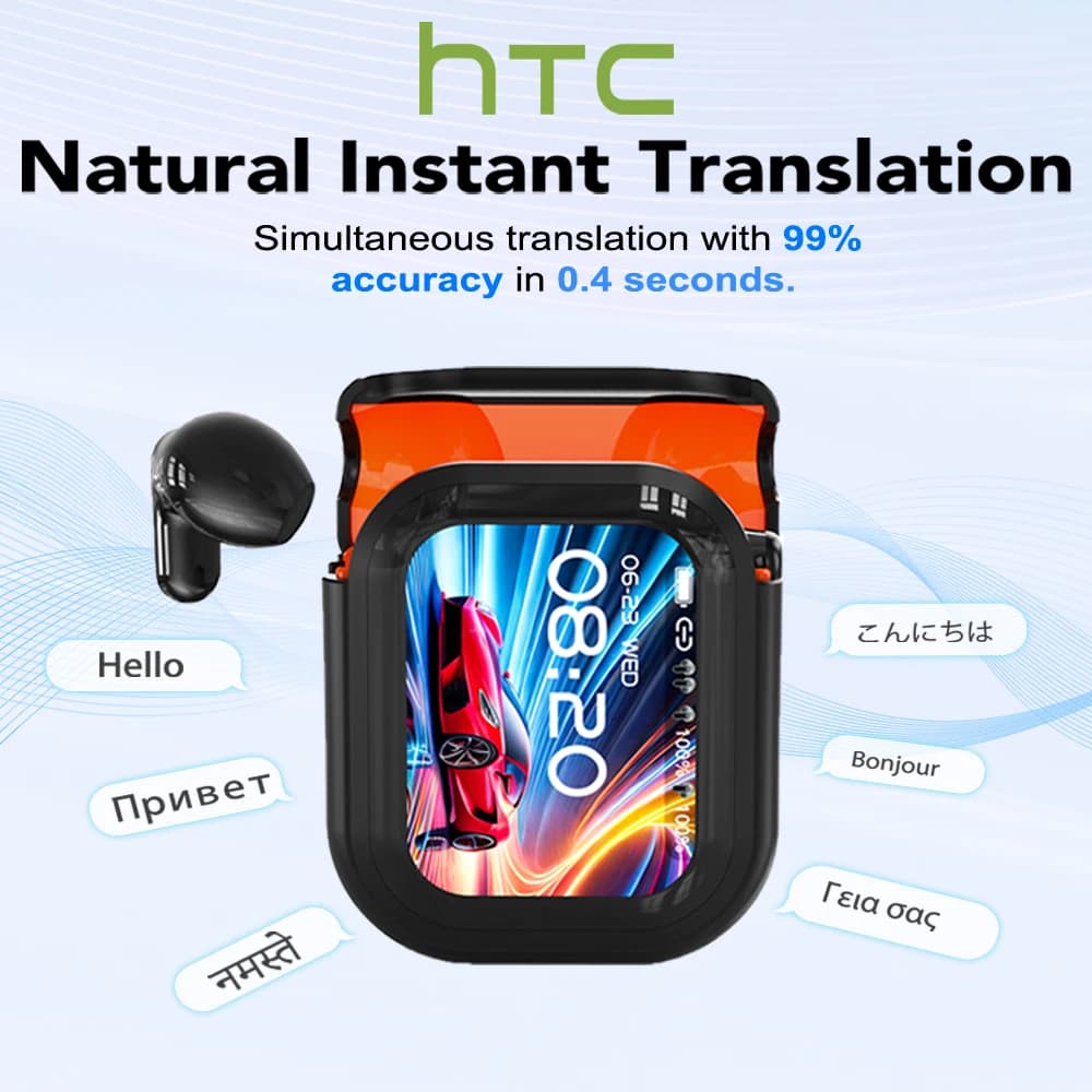 HTC NE20 New Bluetooth 6.0 Wireless Headphones Translators for Translation Waterproof IPX4 Battery Long Lifetime