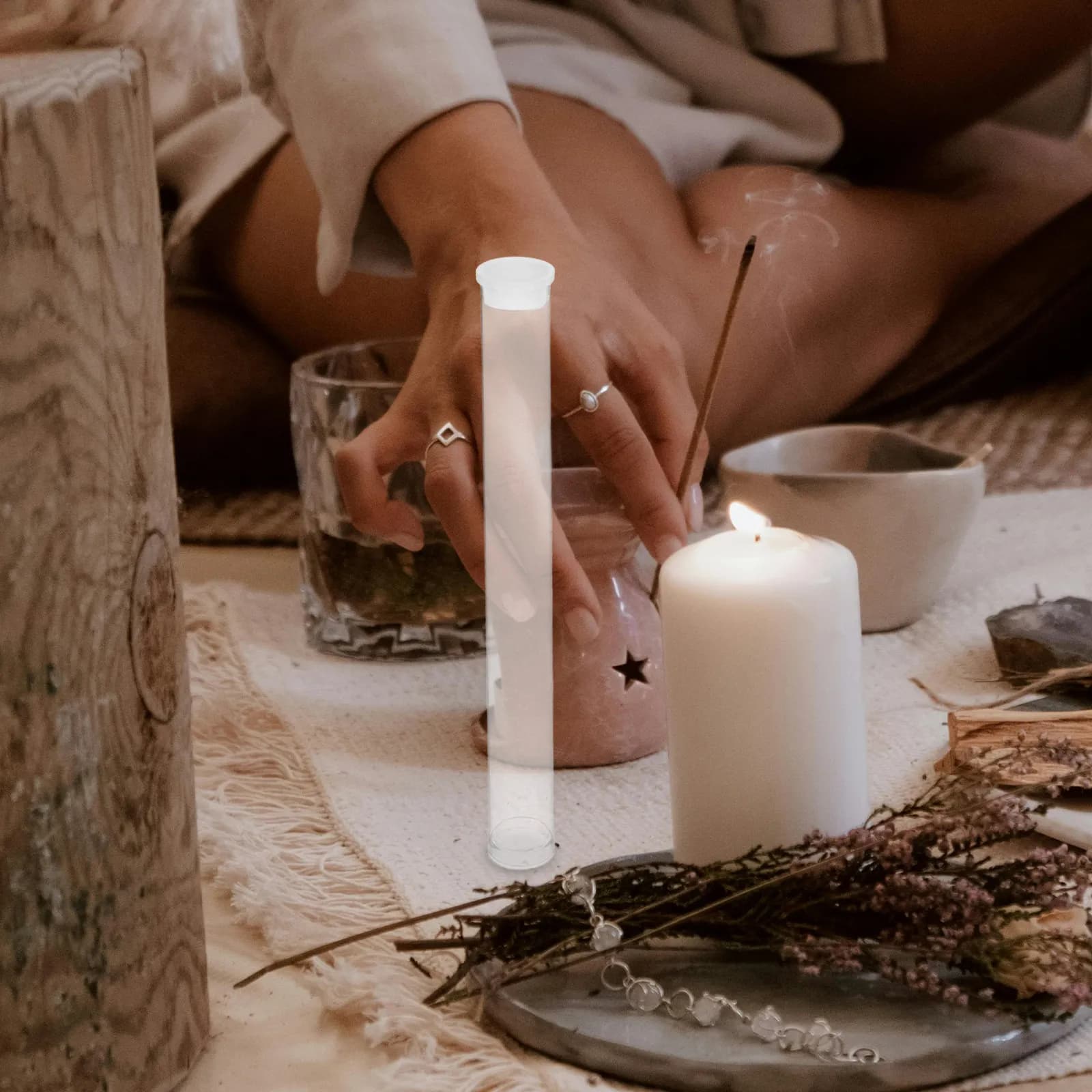 Set di 6 Tubi Trasparenti in Plastica per Conservare l'Incenso, Porta Incenso per Decorazione Casa, Preghiera, Meditazione e Aromaterapia