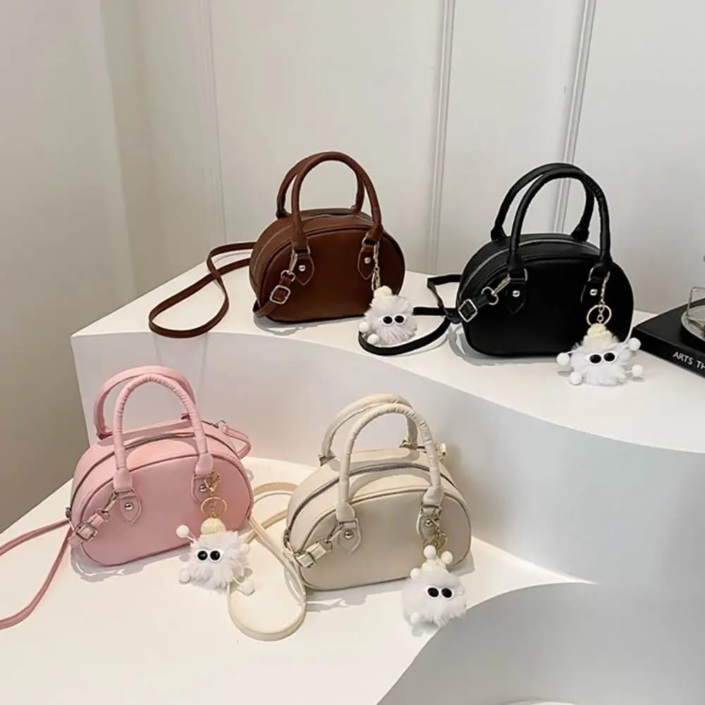 Fashion with Free Pedant PU Shoulder Bag Y2k Casual Adjustable Crossbody Bag Vintage Squared Handbag Women