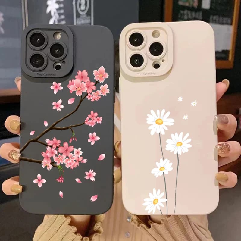 Pink Cherry Blossom Phone Case For Xiaomi Poco F6 F5 X5 M6 X7 Pro Mi 15 14T 13T 12T Pro 14 13 11 Lite 5G NE Silicone Soft Cover