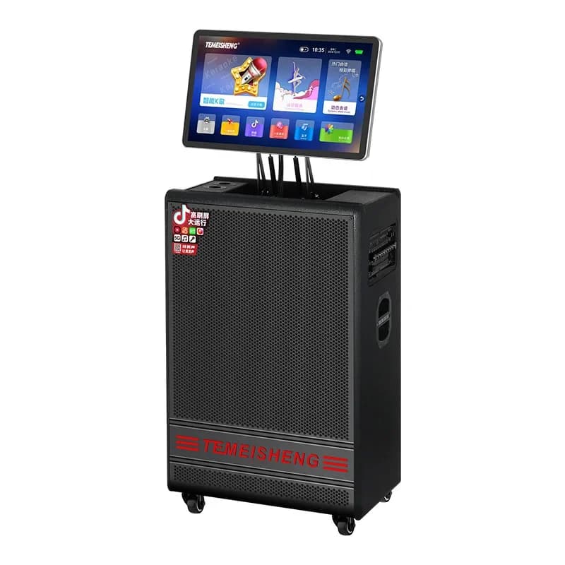 Altoparlante con Carrello Video QX3-19, Speaker Karaoke Portatile da 23 Pollici con Touch Screen, Nuova Macchina per Cantare KTV Colorata, Lettore Karaoke