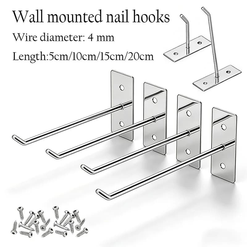 5-50pcs Hole Board Hook Steel Oblique Hanger Hardware Tool Hammer Pliers Wall Mount Storage Rack Garage