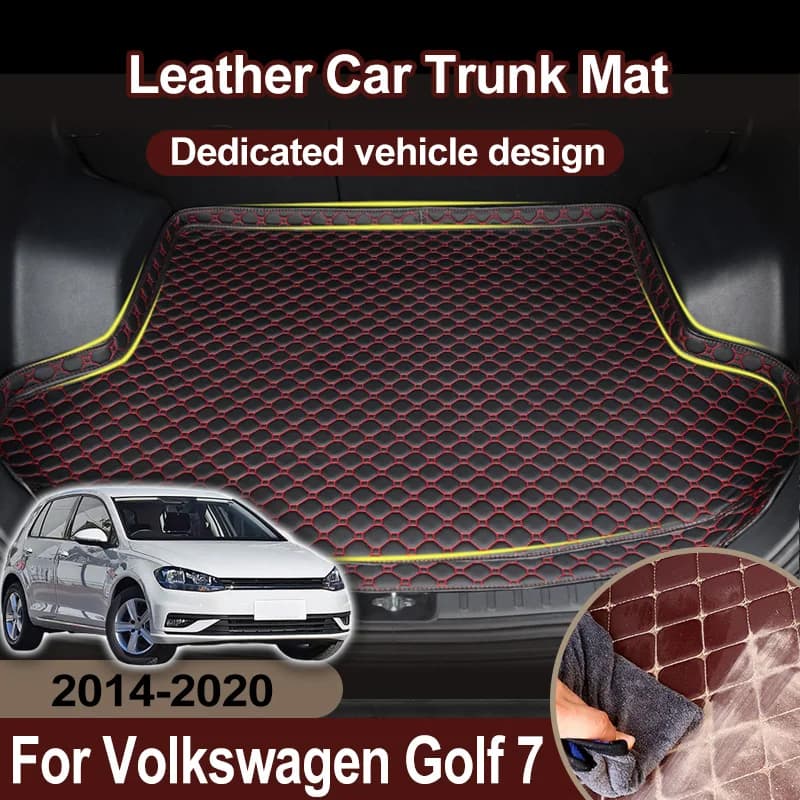 Car Leather Trunk For VW Volkswagen Golf 7 Accesorios 2014~2020 Accessories Cargo Mat Boot Floor Cover Storage Carpet Pad Rubber