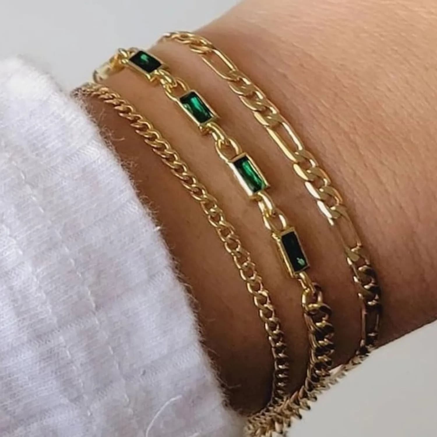 Bobisty Braccialetti placcati in oro 14K per donna Uomo Braccialetti impilabili con catena impermeabile delicata Regalo di gioielli con graffetta a maglia cubana
