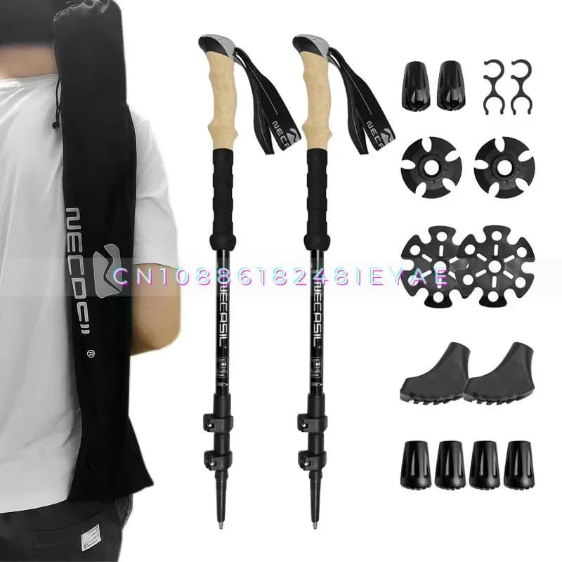 Trekking poles Daifa G208 ultralight set in aluminium alloy 6061 with external lock imitation cork