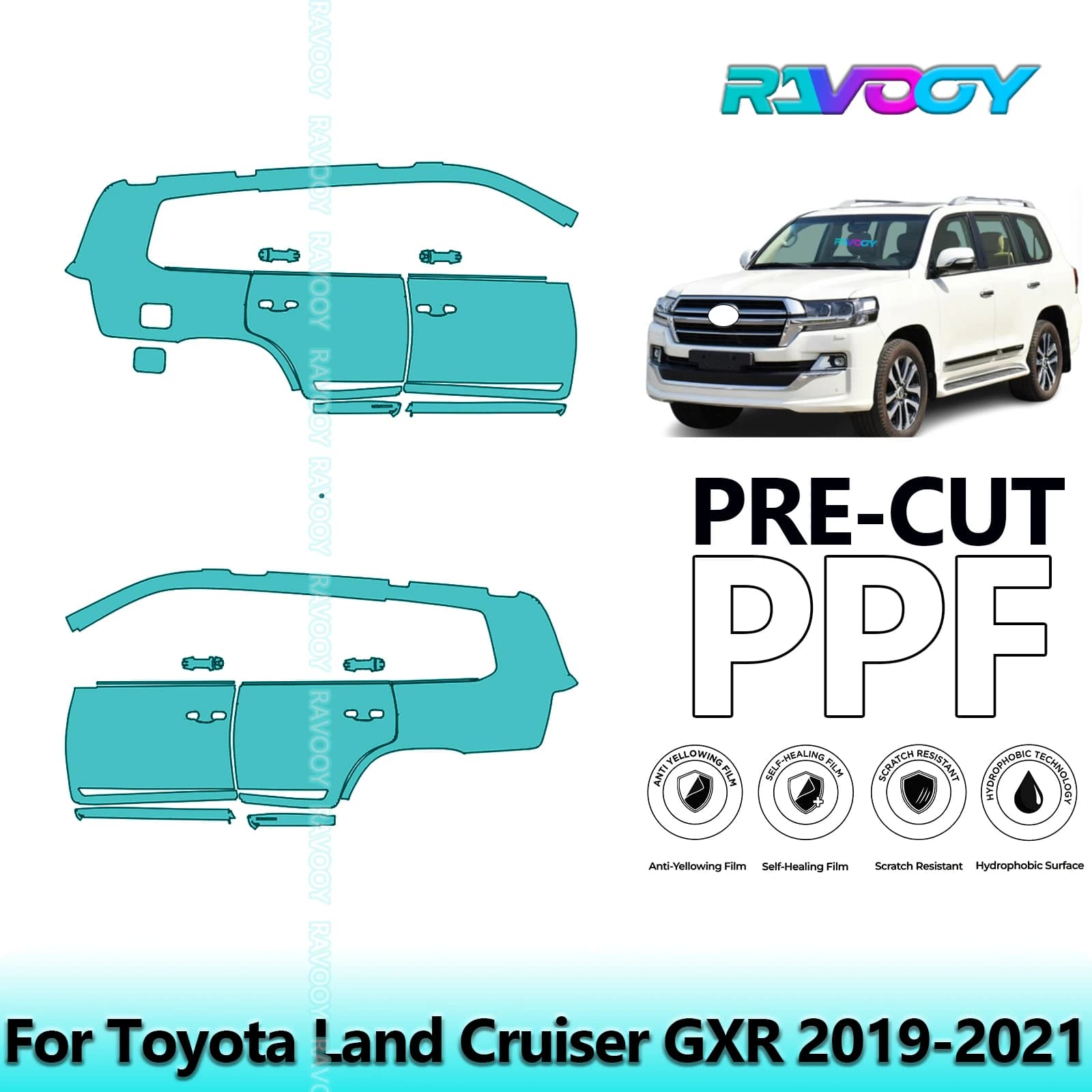 Per Toyota Land Cruiser GXR 2019-2021 8.5mil Trasparente Opaco Pre-Cut PPF Porta e Pilastro A/B Kit TPU Pellicola di Protezione Della Vernice Set