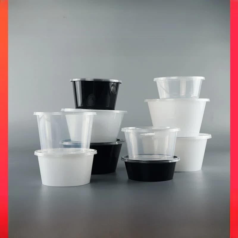 Contenitore per Alimenti in Plastica per Asporto, Stoviglie Monouso, Scatola per Gelato, Frutta, Insalata, Fast Food, Ciotola Rotonda