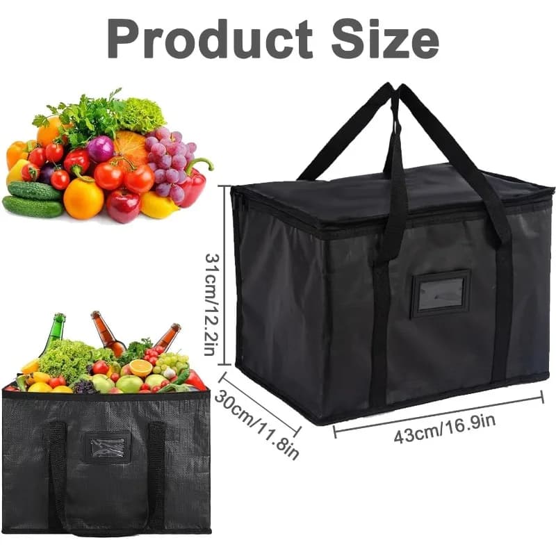 Nuova Borsa Termica Grande per Consegna Cibo, Borsa Frigo Isolante Pieghevole Riutilizzabile per la Spesa, Mantiene 16/28/50/70L