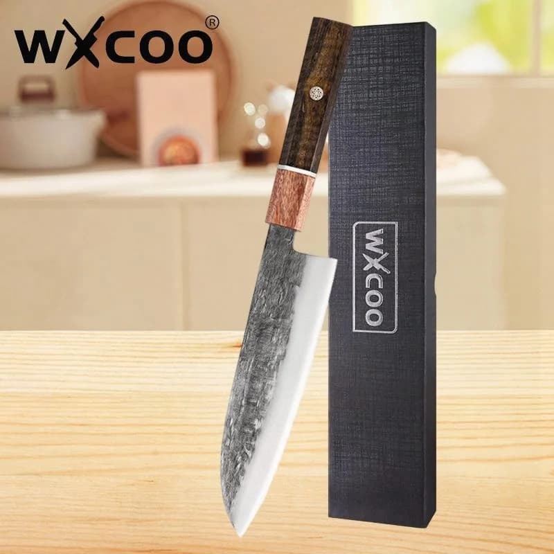 WXCOO Coltello da cucina forgiato Coltelli da chef professionali Coltello da sashimi giapponese Santoku Coltello per affettare in acciaio inossidabile Mannaia per carne