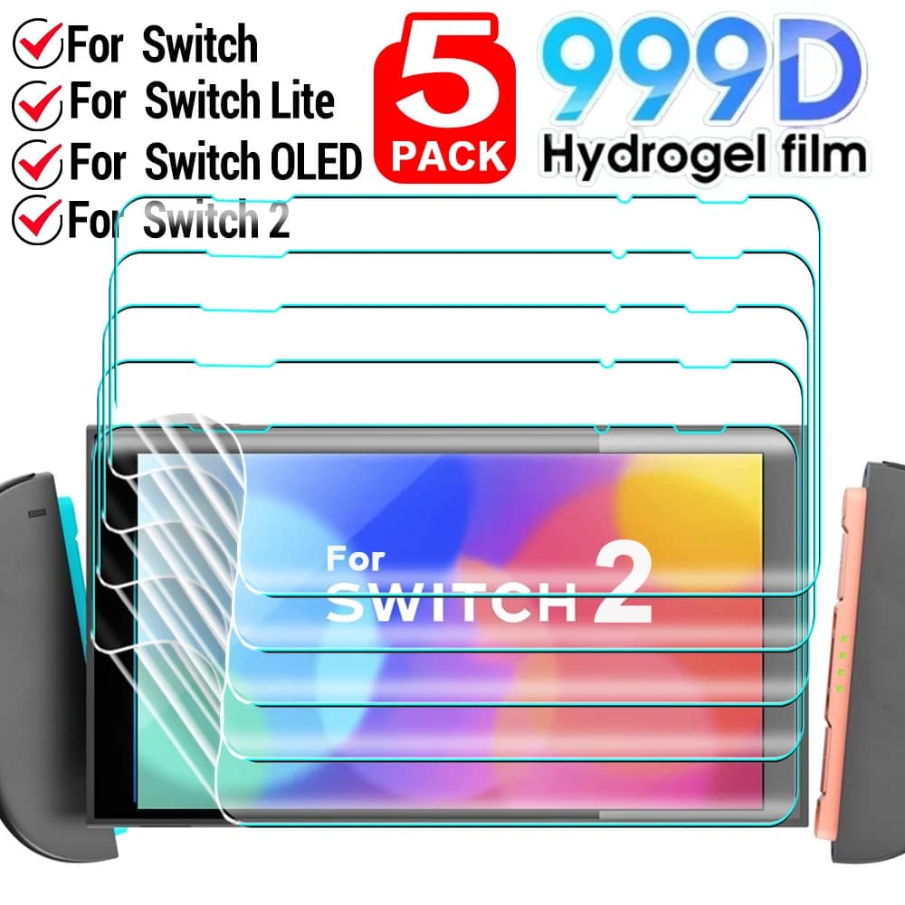 Pellicola idrogel per Nintendo Switch 2/Switch Lite/Switch Oled Protezione schermo HD Trasparente Anti-graffio Pellicole protettive per console di gioco