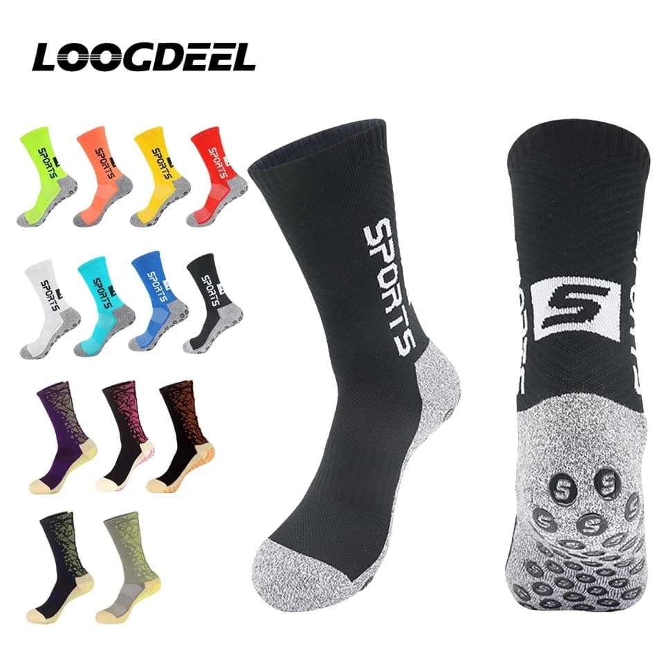 Calze da Calcio Lunghe Antiscivolo Loogdeel per Adulti e Bambini, Stile Antiscivolo per Calcio, Ciclismo, Corsa, Antibatteriche e Deodoranti