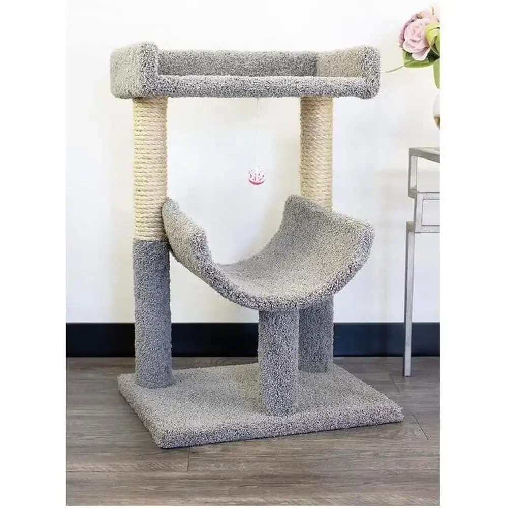 Durable Gray Cat Tree with Perch for Large Cats - Play Tower