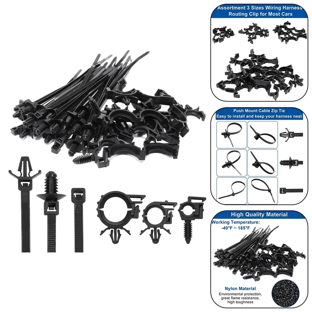 45x Fascette per fascette per cavi di fissaggio per cablaggio Fascette per cavi con montaggio a spinta con clip per instradamento cavi Clip per cablaggio universale