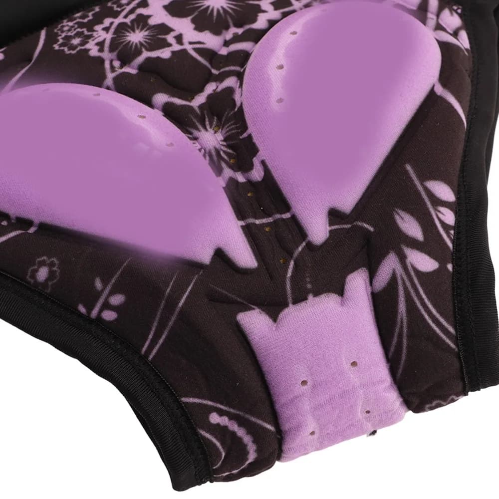 3D Padded Women Cycling Underwear Black&Purple Polyester, Silicone Women Bicycle Briefs Soft Quick Dry Women Cycling Shorts