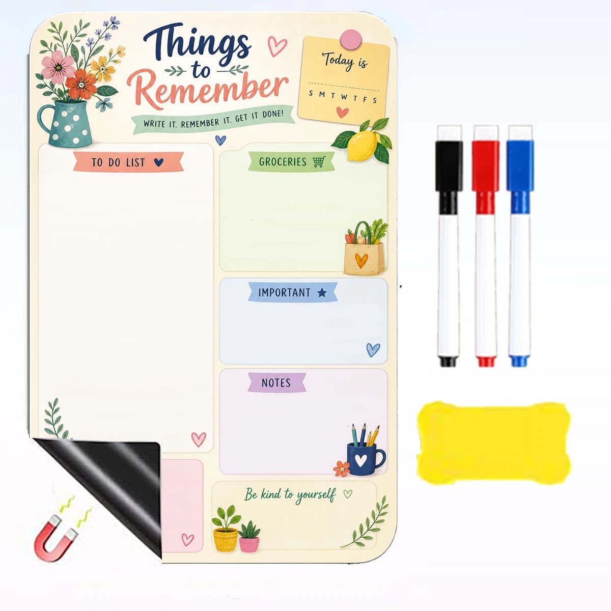 Magnetic Dry Erase Board Fridge White Board Sheet Flexible Large Refrigerator Magnets Whiteboard Planner for Home Kitchen Office