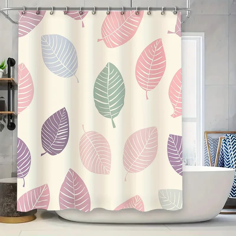 Tenda da doccia da bagno con motivo a foglie colorate, perfetta per l'arredamento del bagno!