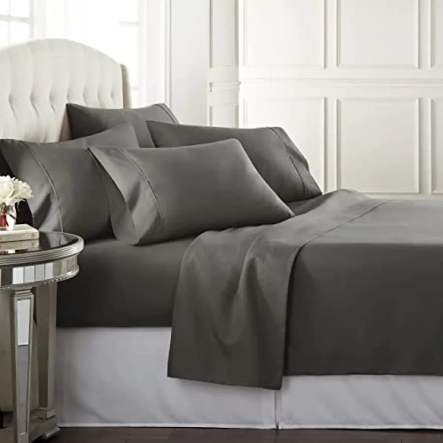 Set di Lenzuola Cal for Hot Sleepers, Lenzuola Premium per Hotel con 4 Federe, Microfibra Spazzolata Leggera, Tasche Profonde, Traspirante