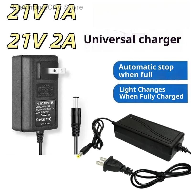 1 Pz Adattatore Universale Caricatore Veloce 21 V 1A/2A DC Chiave Elettrica Caricabatteria Al Litio FAI DA TE 21V2A caricabatteria Accessori