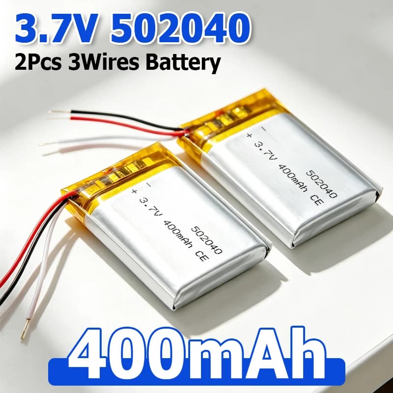 2pcs 3.7v 400mah 1.48Wh 3-wires Li-polymer Li Lithium Battery 502040 Thermistor For GPS Bluetooth Speaker Headset Rechargeable