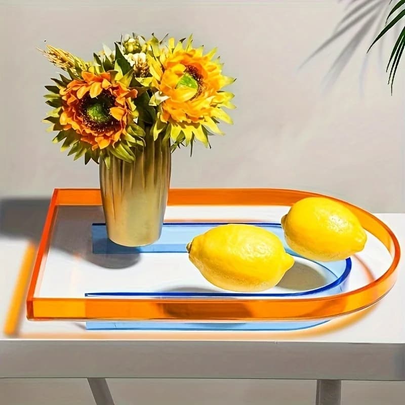 Acrylic tray Rectangular and Round transparent trays for Vanity Storage Toiletry Organizer