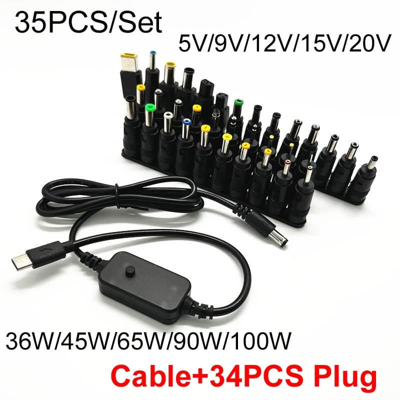 100W 5V/9V/12V/15V/20V Display Digitale Tensione Regolabile USB TYPE-C 5521 DC Jack Connettore di Alimentazione Modem Ottico Router Notebook