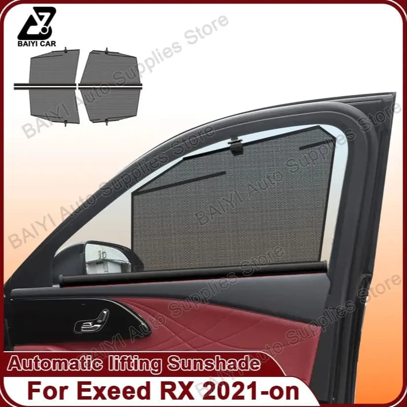 Per Exeed RX 2021-on Finestrino laterale parasole Finestre auto Protezione solare Tenda oscurante Tende di sollevamento automatico Accessori auto