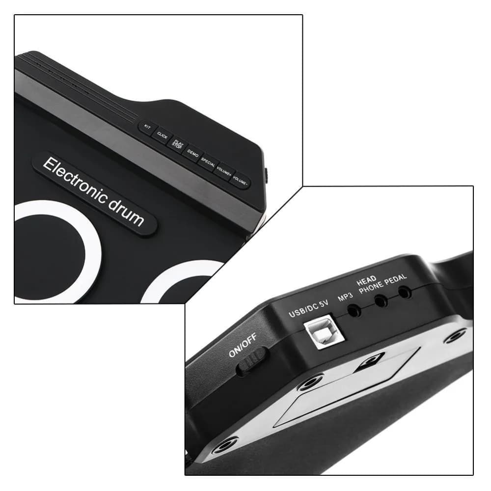 Nuovo set di batteria elettrica digitale Batteria musicale pieghevole in silicone Timbro realistico con bacchette Kit di batteria per pratica