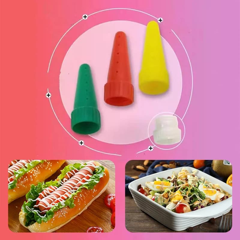 Set di 3 flaconi dosatori in plastica per ketchup, ideali per ketchup, salsa, salsa barbecue