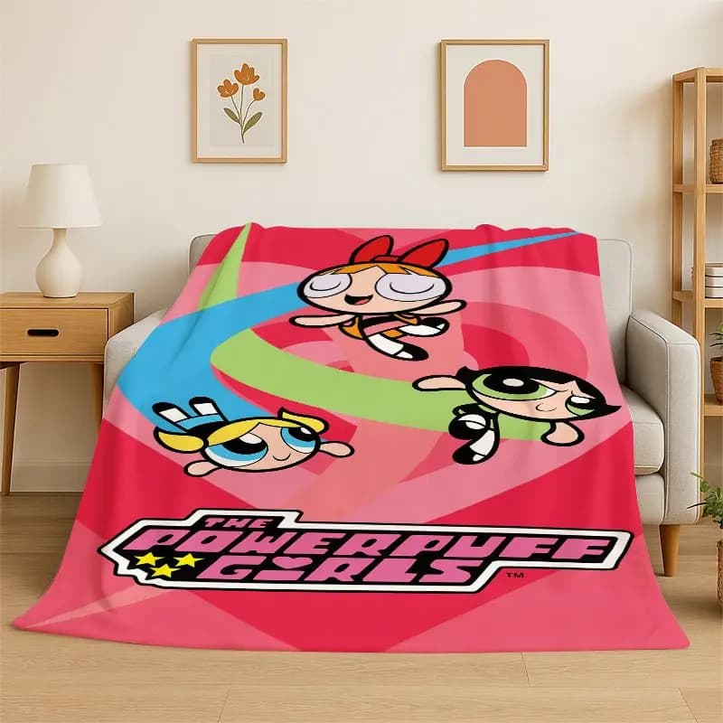 Cute P-Powerpuff girl Cartoon Soft Flannel Throw Blanket,Warm Cozy Blanket for Bed,Couch,Sofa,Bedroom,Living Room,Travel,Picnic