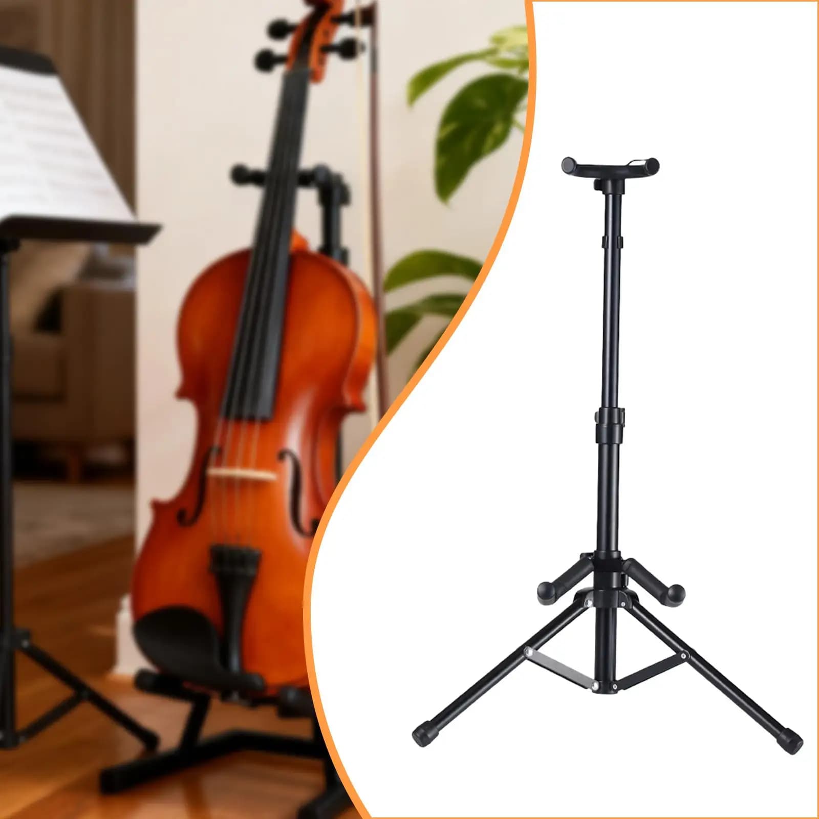 Supporto per violino in lega di alluminio Accessorio per treppiede pieghevole regolabile in altezza per violino Ukulele Home Studio