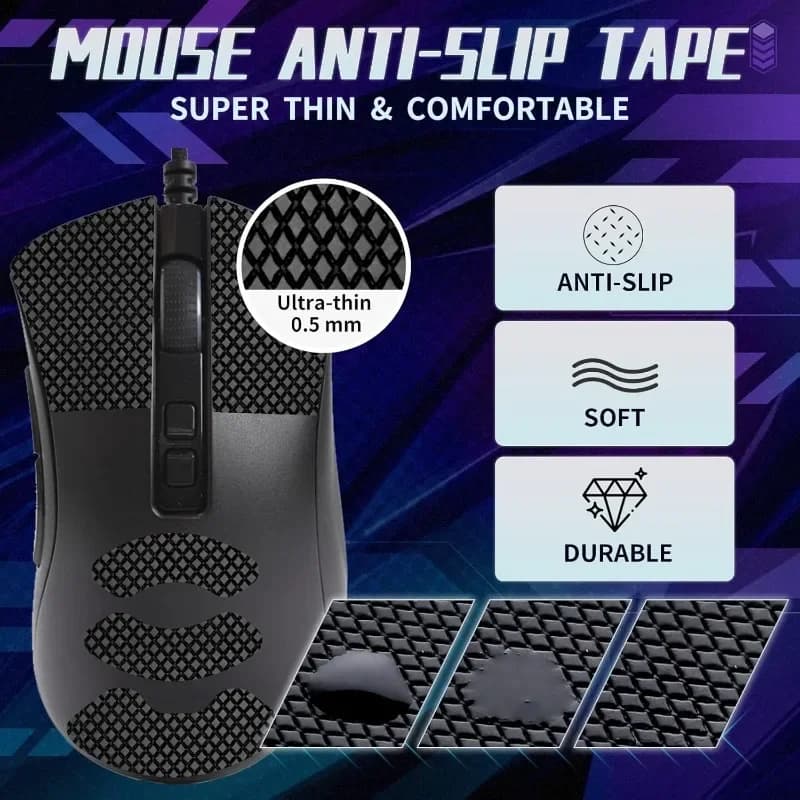 Premium Anti-Slip Breathable Grip Tape for Razer DeathAdder V2 Pro， Sweat-Absorbent Gaming Mouse Skin