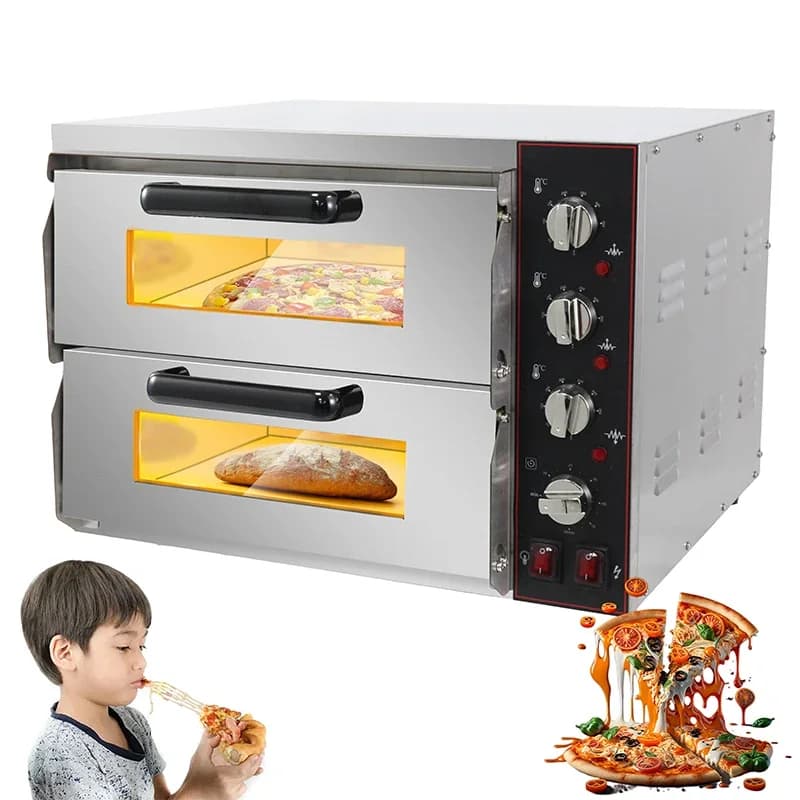 Forno per pizza doppio strato con pannello in pietra Forni interni Pizza Panetteria Cucina Forno per pizza elettrico
